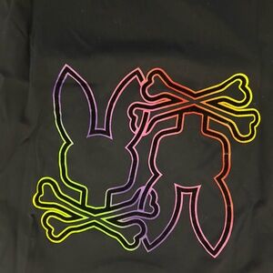 Psycho Bunny Black Long Sleeve Tee with Multicolor Outline